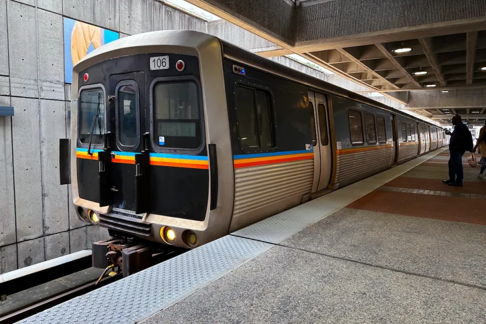 MARTA subway train at platform in Atlanta, Georgia.